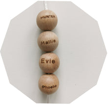 Load image into Gallery viewer, Engraved Custom Name/Numbers 15mm Wooden Beads