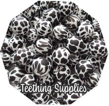 Load image into Gallery viewer, 15mm Cow Print Silicone Beads (Pack of 5) Teething Supplies
