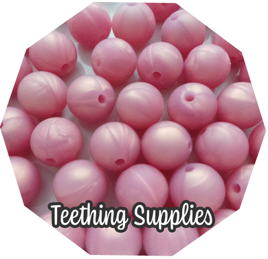 12mm Metallic Dark Pink Silicone Beads (Pack of 5) Teething Supplies