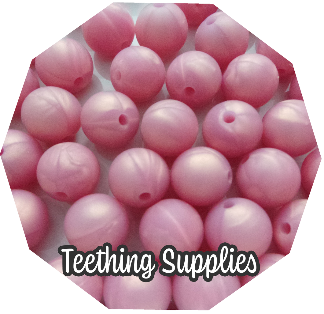 12mm Metallic Dark Pink Silicone Beads (Pack of 5) Teething Supplies