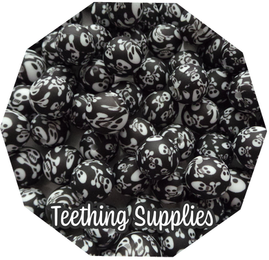 12mm Skull Silicone Beads (Pack of 5) Teething Supplies