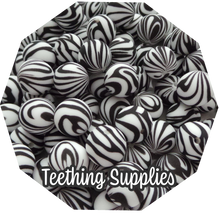 Load image into Gallery viewer, 12mm Zebra Silicone Beads (Pack of 5) Teething Supplies
