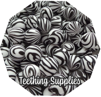 12mm Zebra Silicone Beads (Pack of 5) Teething Supplies