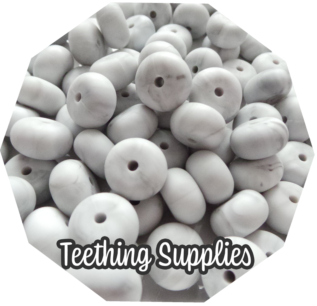 14mm Abacus Beads (Pack of 5) -  Marble grey