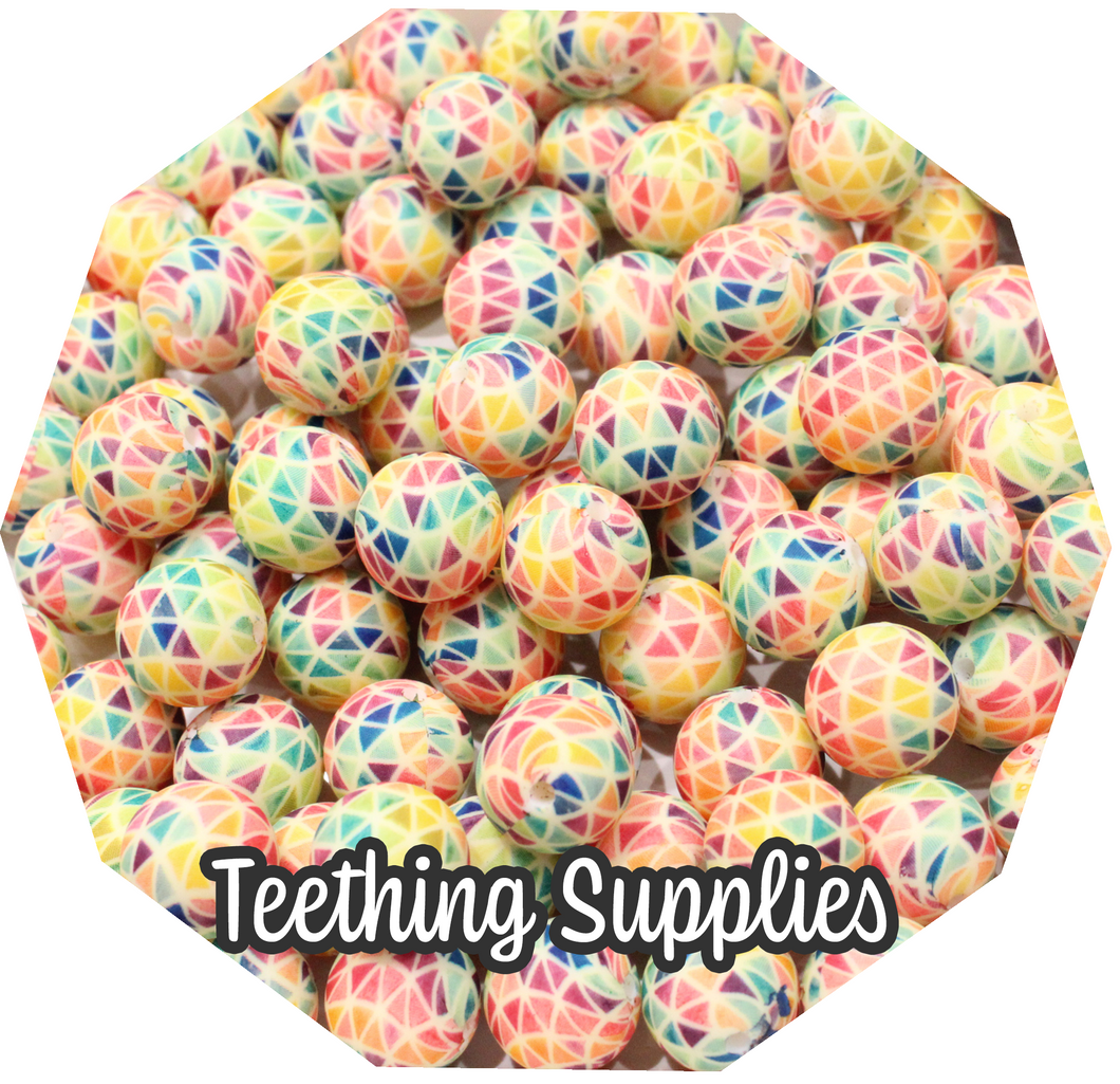 15mm Colourful Geometric Silicone Beads (Pack of 5) Teething Supplies