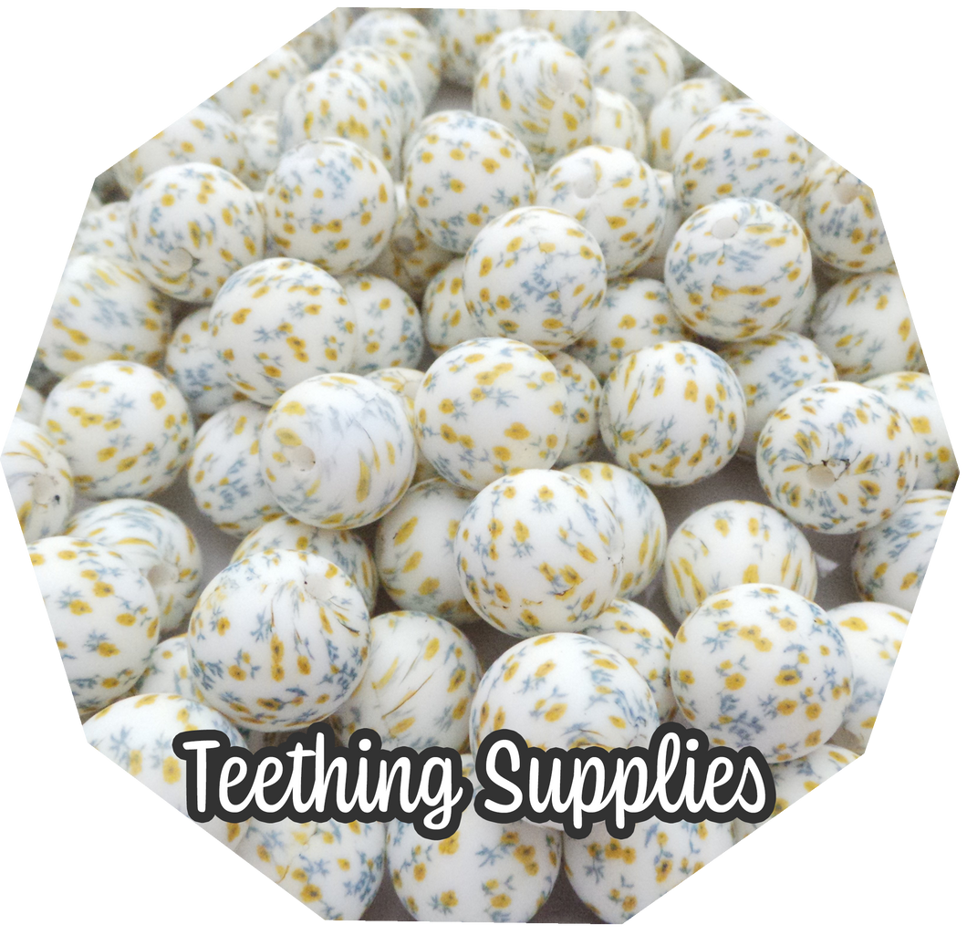 12mm Floral Silicone Beads (Pack of 5) Teething Supplies