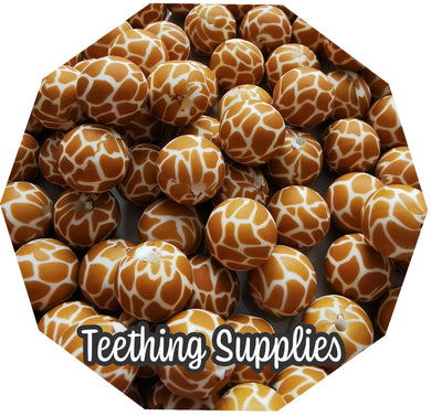 15mm Giraffe Print Silicone Beads (Pack of 5) Teething Supplies