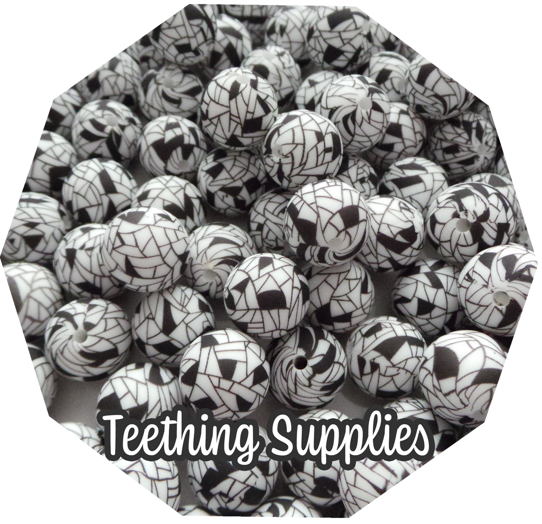 15mm Mesh Print Silicone Beads (Pack of 5) Teething Supplies