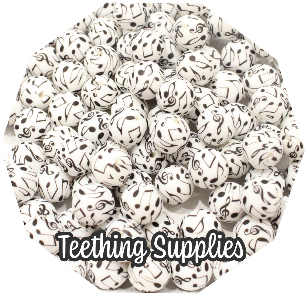 12mm Musical Silicone Beads (Pack of 5) Teething Supplies