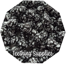 Load image into Gallery viewer, 15mm Skull Print Silicone Beads (Pack of 5) Teething Supplies
