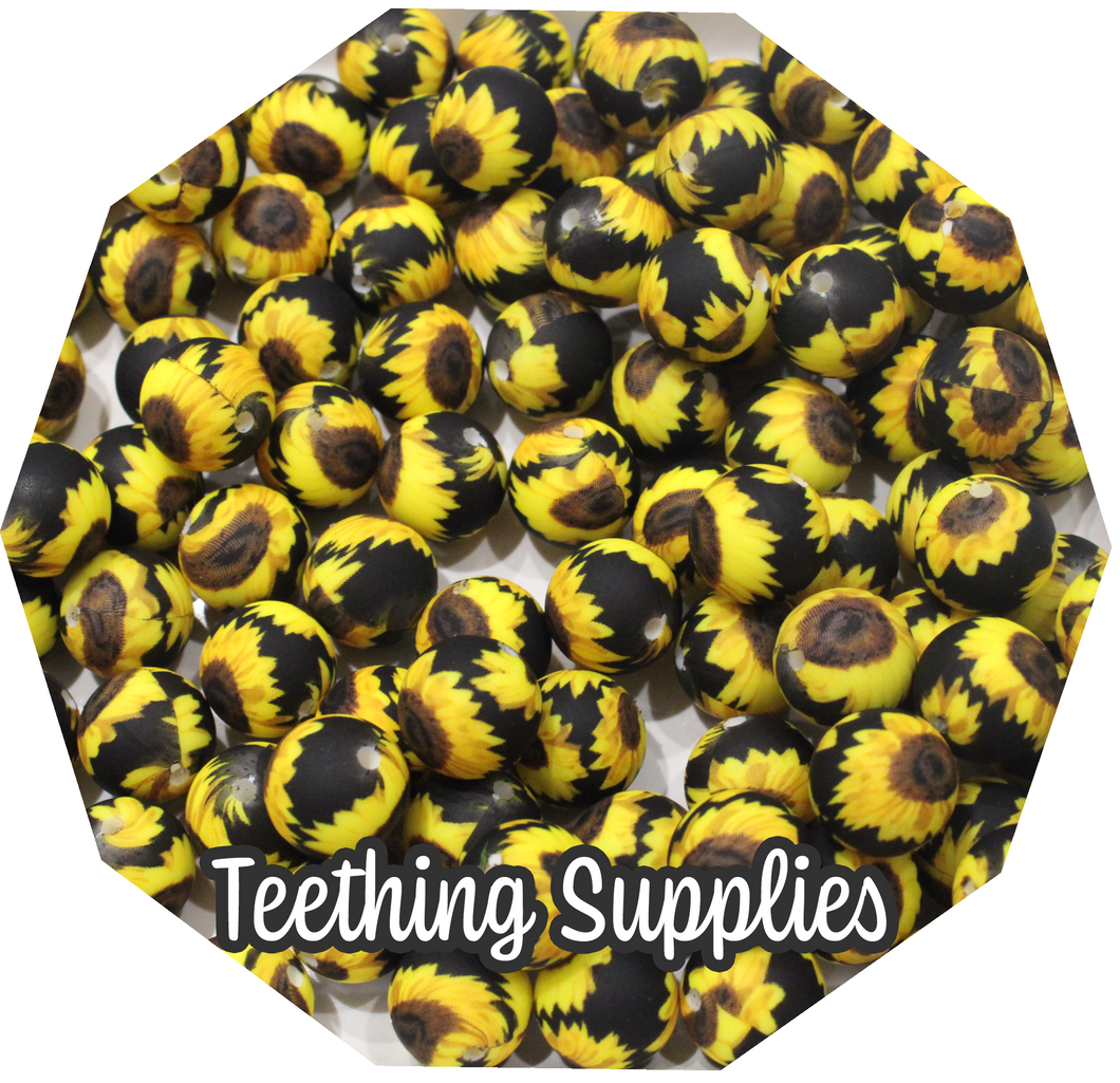 15mm Sunflower Silicone Beads (Pack of 5) Teething Supplies
