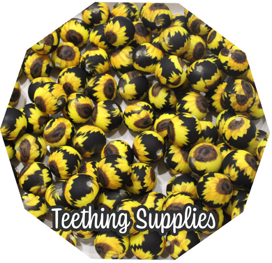 12mm Sunflower Silicone Beads (Pack of 5) Teething Supplies