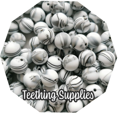 12mm Zebra/Marble Silicone Beads (Pack of 5) Teething Supplies