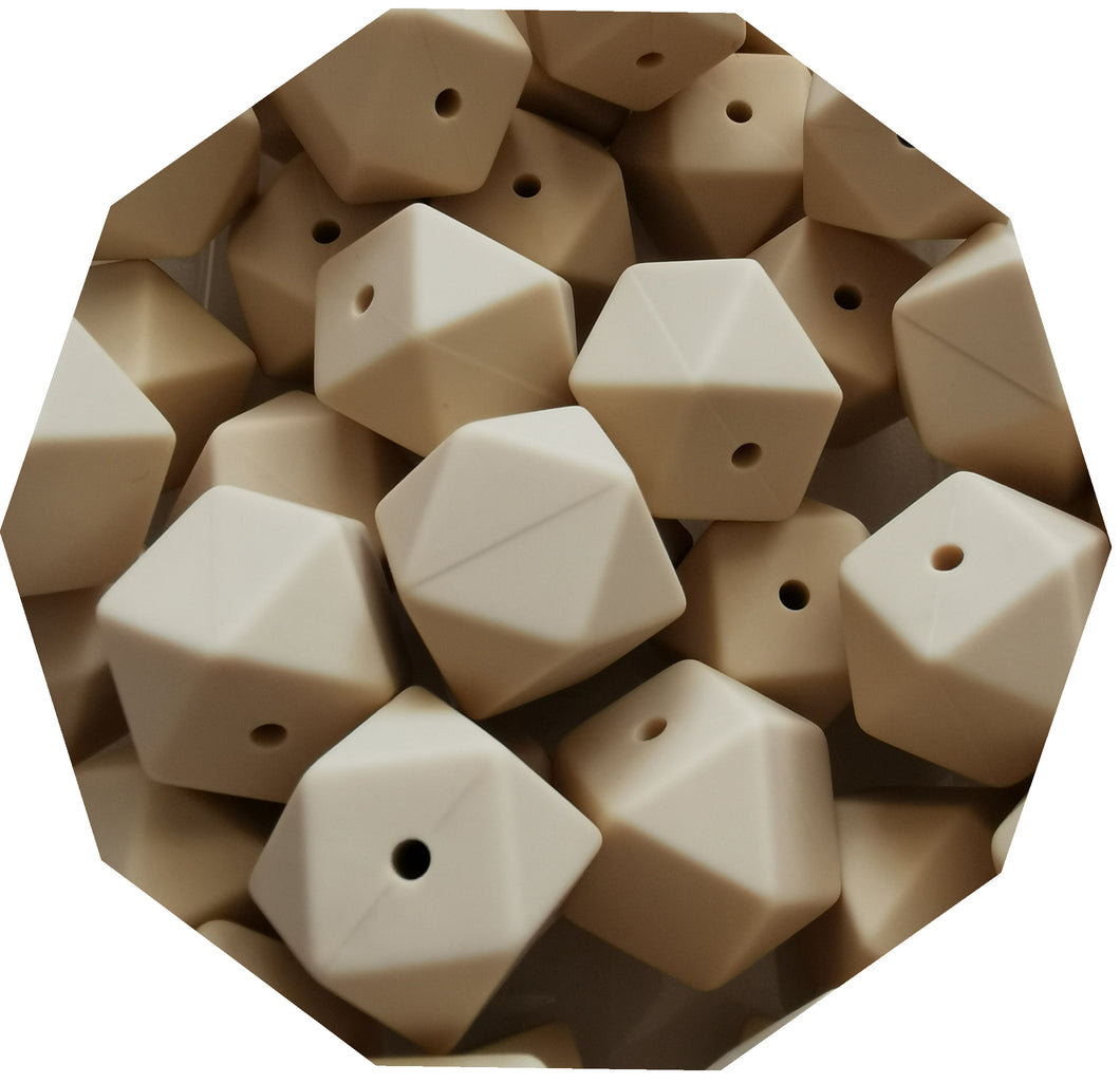 17mm Hexagon Beige Silicone Beads (Pack of 5) - Teething Supplies UK