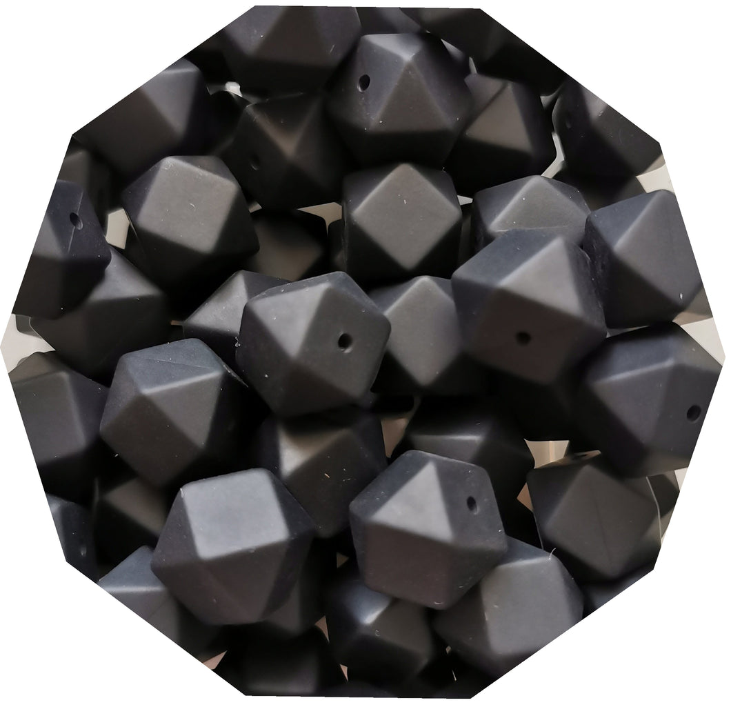 17mm Hexagon Black Silicone Beads (Pack of 5) - Teething Supplies UK