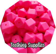 Load image into Gallery viewer, 17mm Hexagon Macaroon Pink Silicone Beads (Pack of 5)
