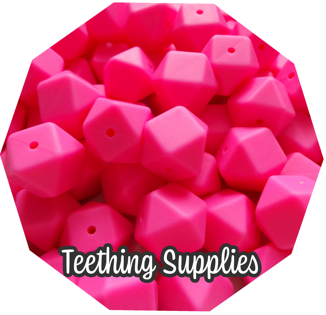 17mm Hexagon Macaroon Pink Silicone Beads (Pack of 5)