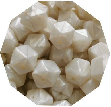 17mm Hexagon Pearl Silicone Beads (Pack of 5) - Teething Supplies UK