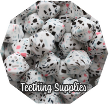 Load image into Gallery viewer, 17mm Hexagon Terrazzo white Silicone Beads (Pack of 5)
