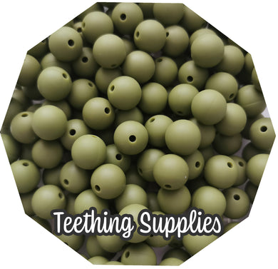 12mm Army Green Silicone Beads (Pack of 5) Teething Supplies