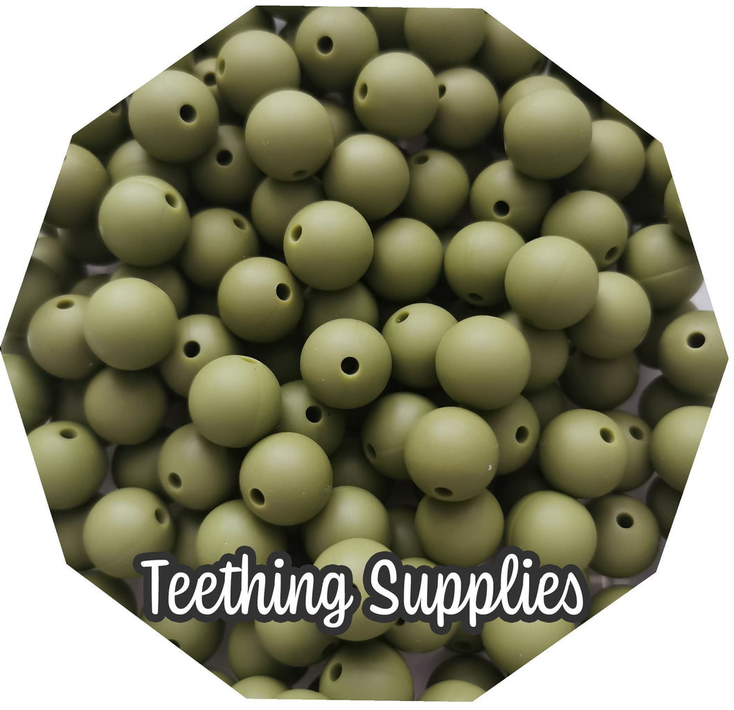 15mm Army Green Silicone Beads (Pack of 5) Teething Supplies