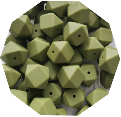 17mm Hexagon Army Green Silicone Beads (Pack of 5) - Teething Supplies UK