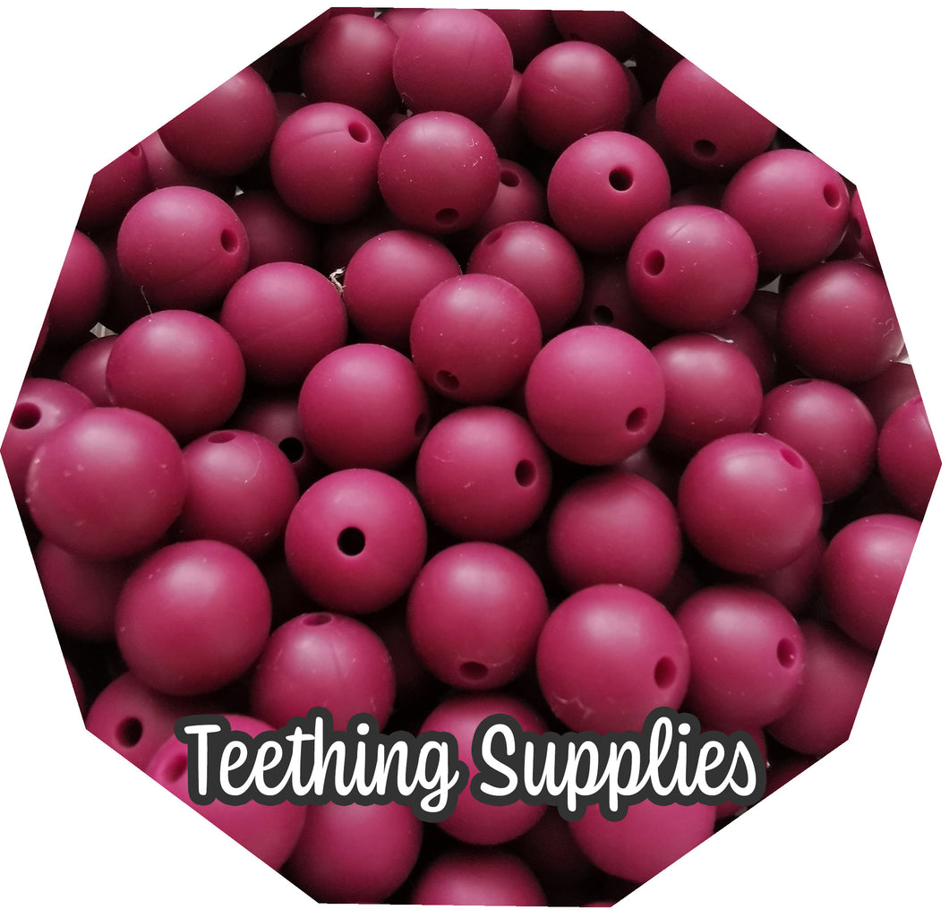 15mm Burgundy Silicone Beads (Pack of 5) Teething Supplies