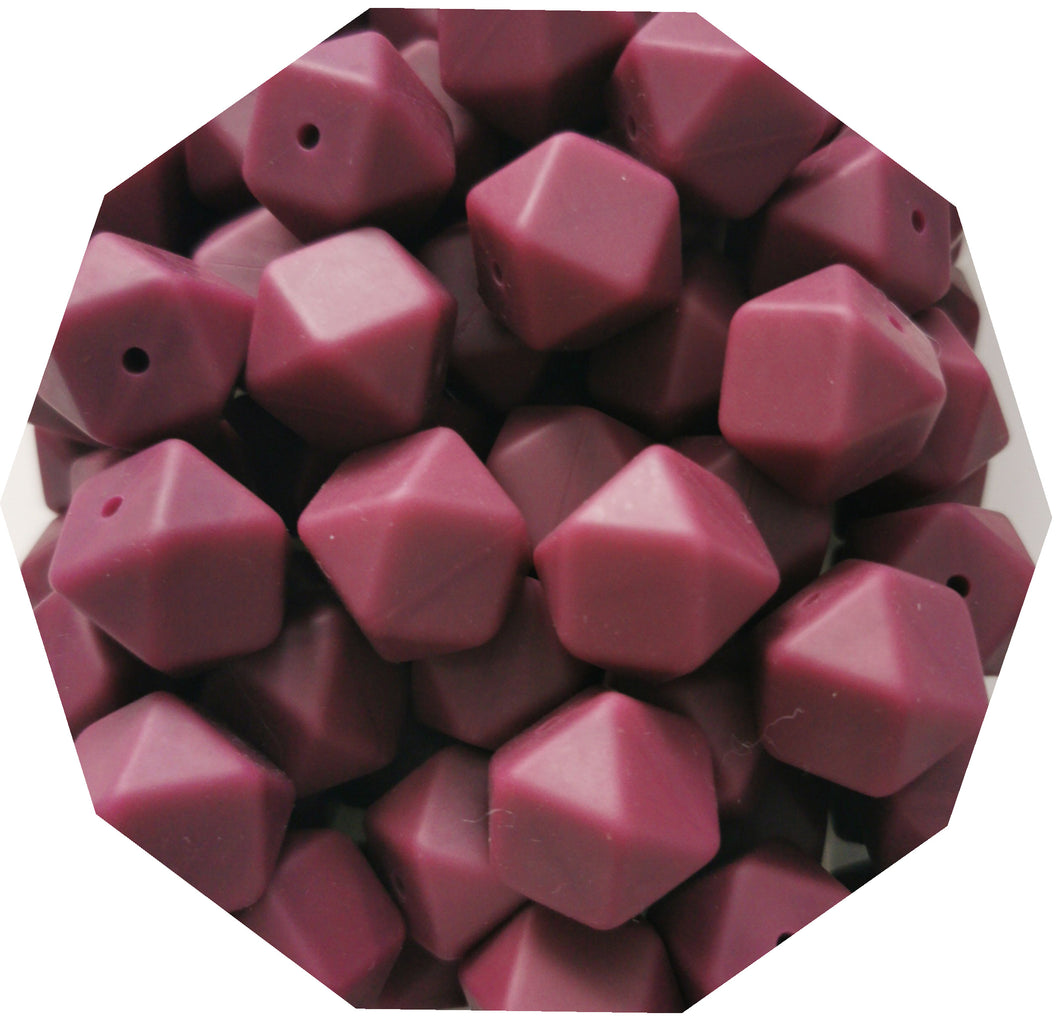17mm Hexagon Burgundy Silicone Beads (Pack of 5) - Teething Supplies UK