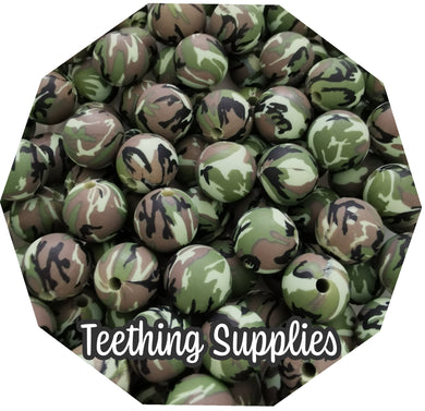12mm Camouflage Silicone Beads (Pack of 5) Teething Supplies