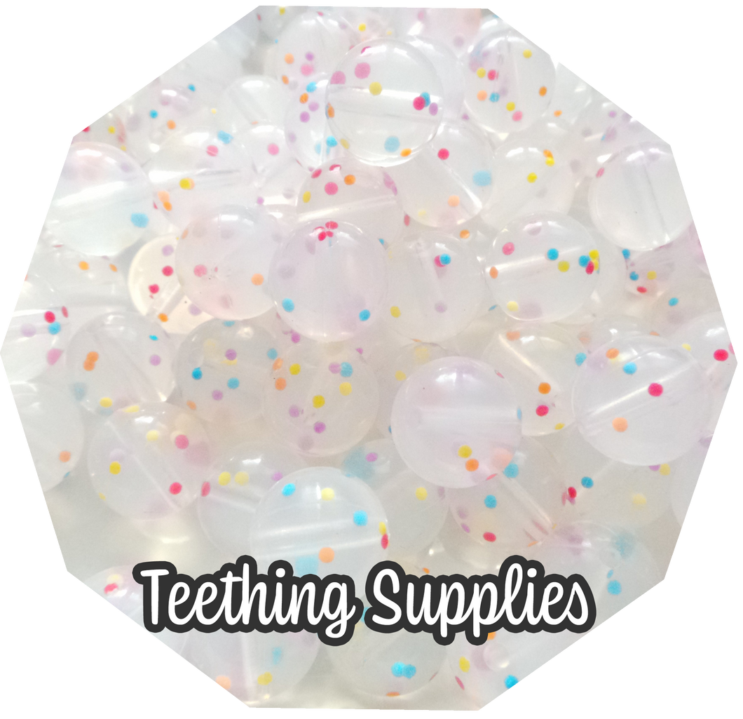 15mm Confetti Silicone Beads (Pack of 5) Teething Supplies