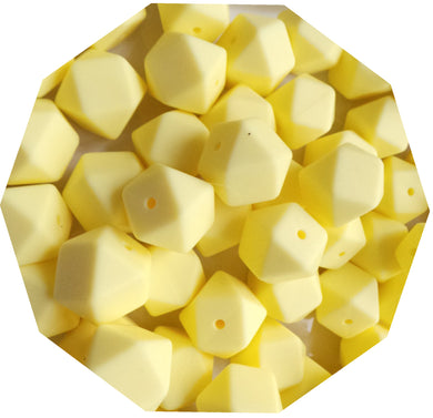 17mm Hexagon Cream Yellow Silicone Beads (Pack of 5) - Teething Supplies UK
