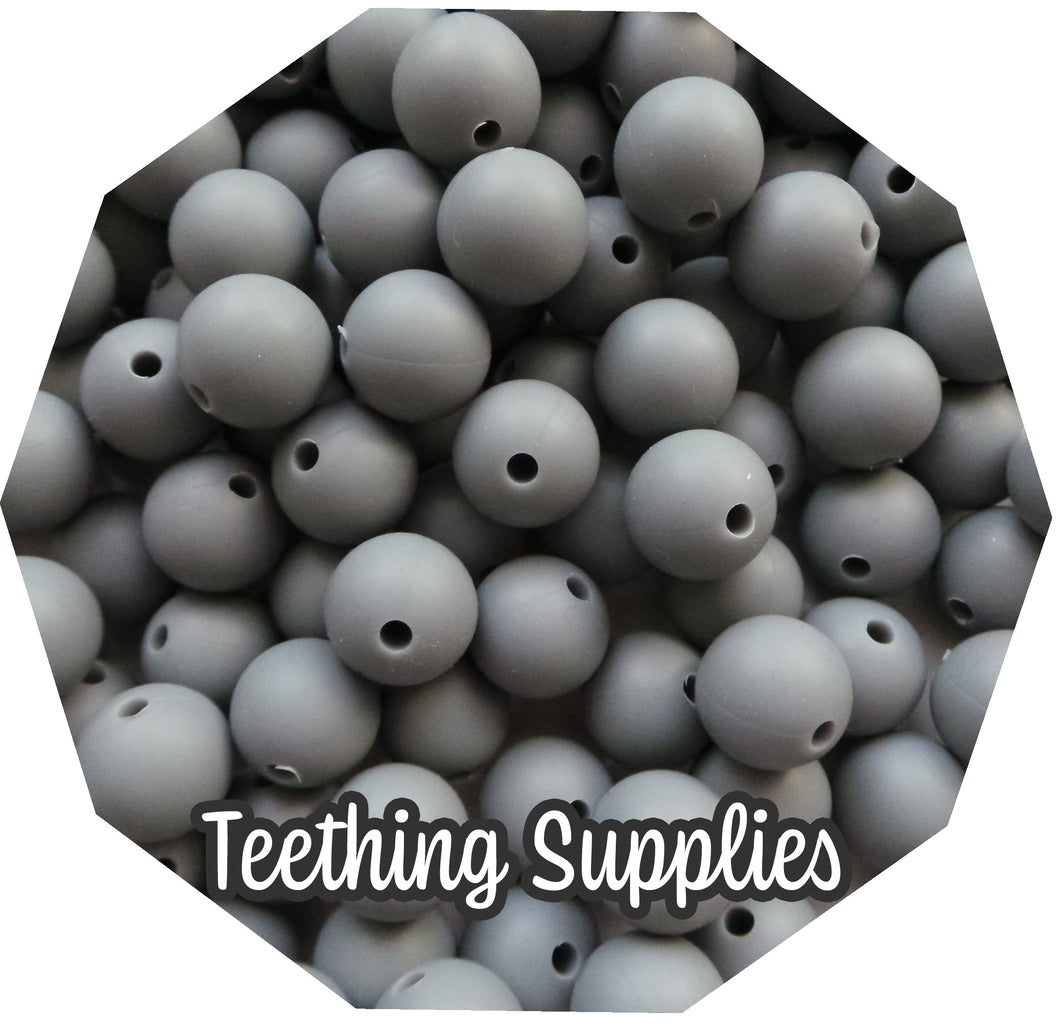 12mm Dark Grey Silicone Beads (Pack of 5) Teething Supplies