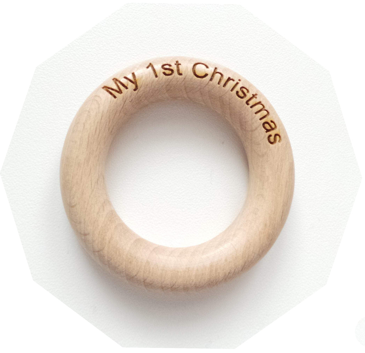 Engraved Wooden Teething Rings -My 1st Christmas – Teething Supplies