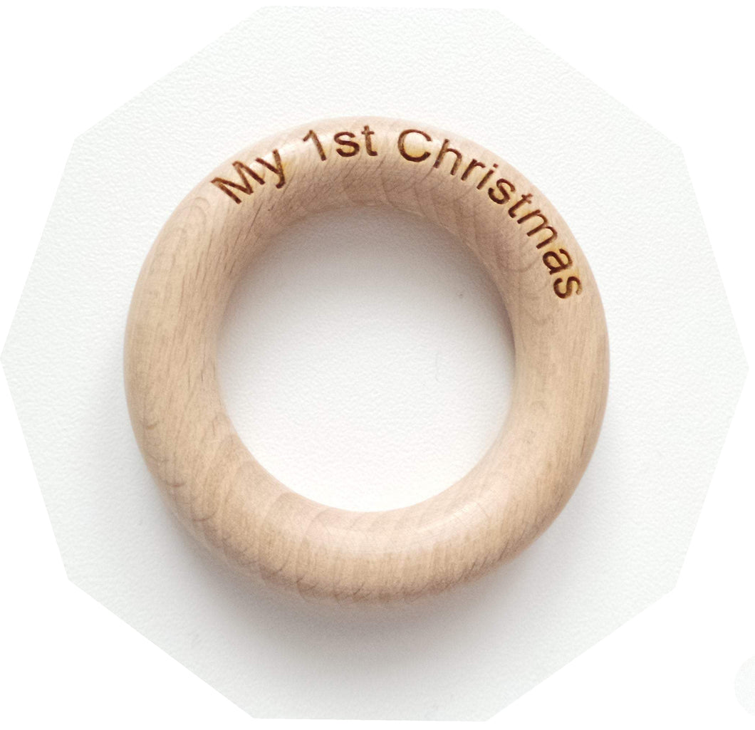 Engraved Wooden Teething Rings -My 1st Christmas - Teething Supplies UK