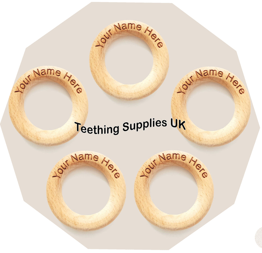 Custom Wooden Teething Rings with Logo or your own Text - Teething Supplies UK