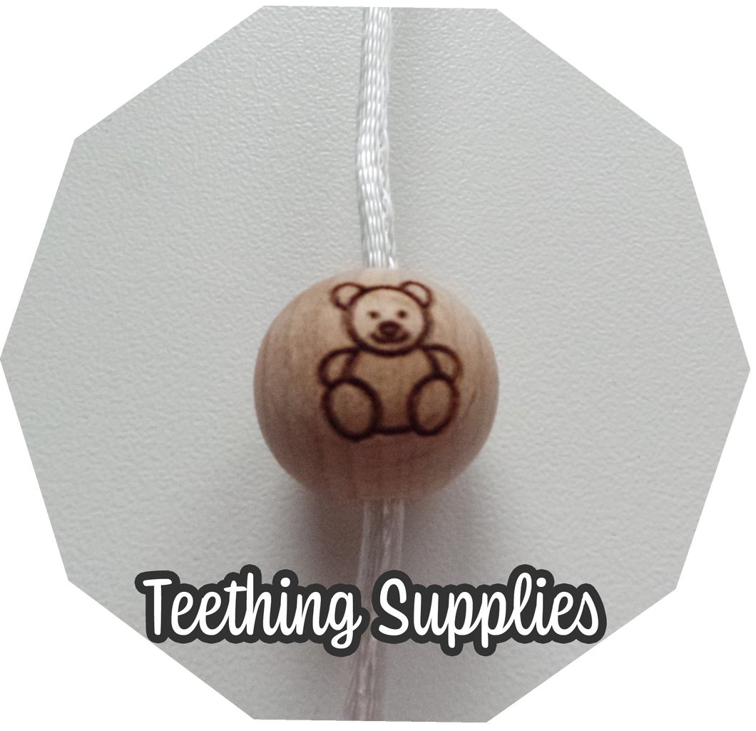 Engraved Bear 15mm Wooden Beads (Pack of 5)