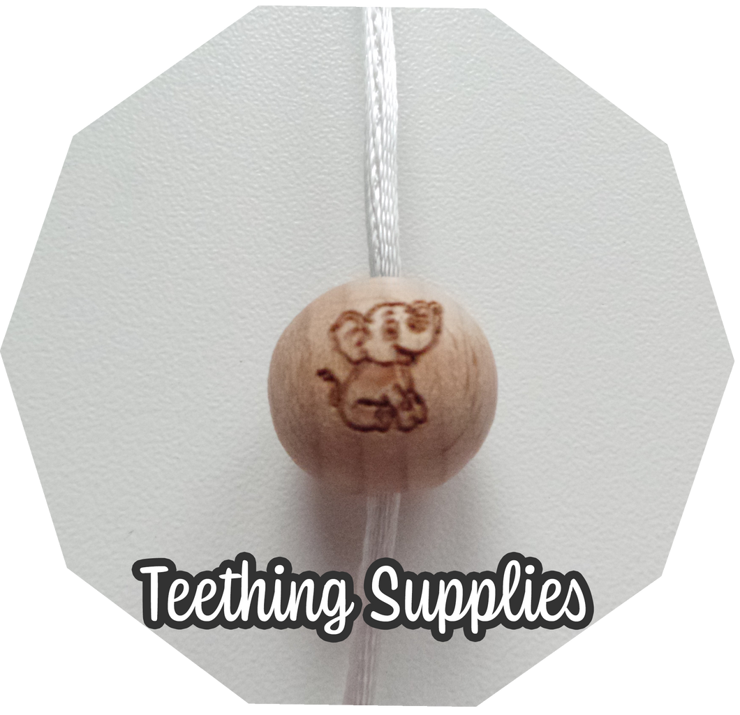 Engraved Cute Elephant 15mm Wooden Beads (Pack of 5)