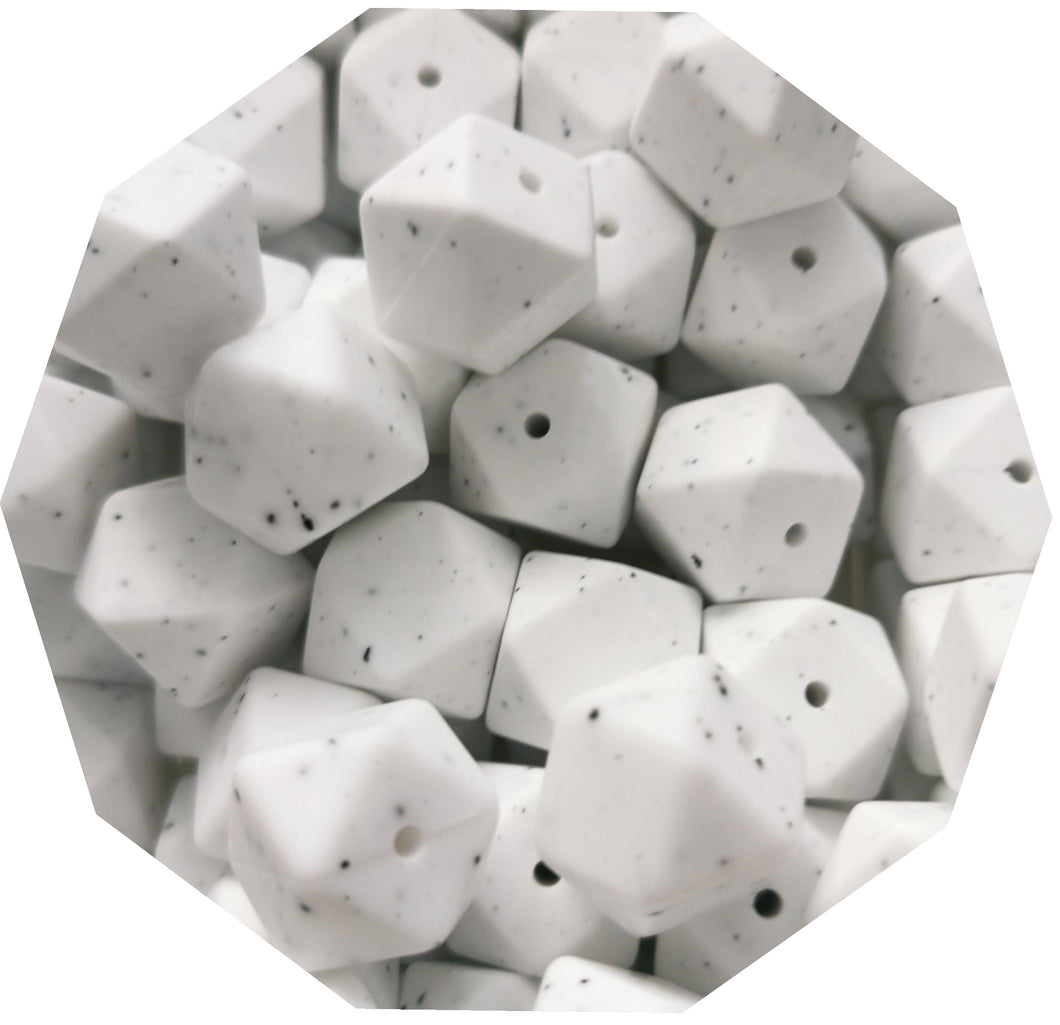17mm Hexagon Granite Silicone Beads (Pack of 5) - Teething Supplies UK