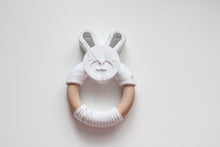 Load image into Gallery viewer, Silicone &amp; Beech wood Bunny Teether -  Marble
