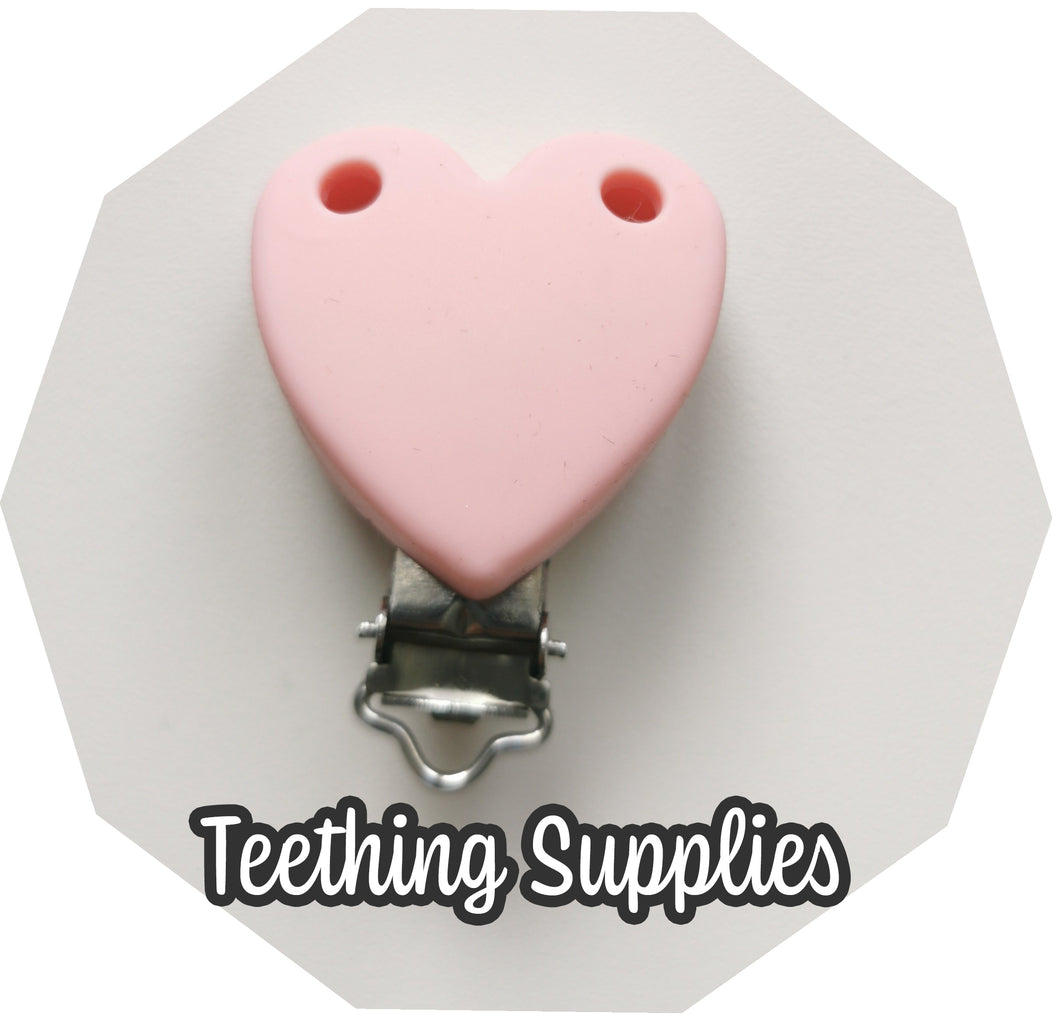 Silicone Dummy Clip - Rose Pink Heart