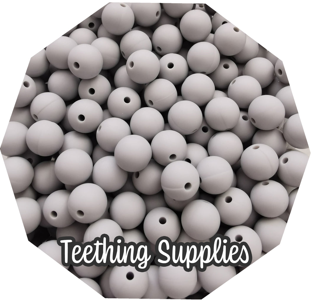 15mm Light Grey Silicone Beads (Pack of 5) Teething Supplies 