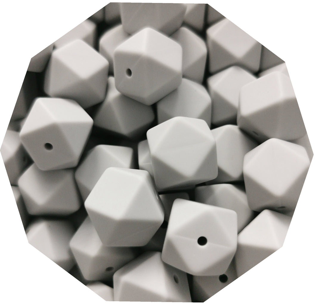 17mm Hexagon Light Grey Silicone Beads (Pack of 5) - Teething Supplies UK
