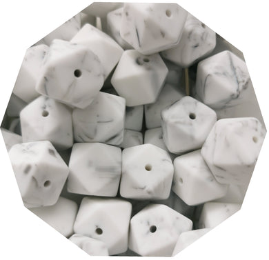17mm Hexagon Marble Silicone Beads (Pack of 5) - Teething Supplies UK