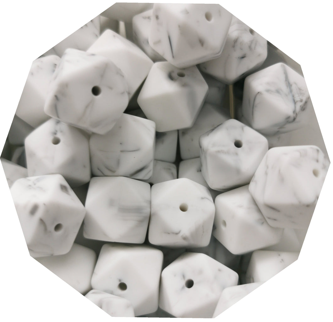 17mm Hexagon Marble Silicone Beads (Pack of 5) - Teething Supplies UK