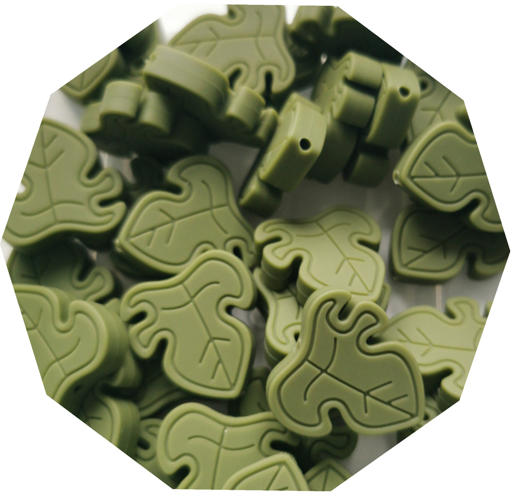 Monstera Leaf Beads- Army Green (Pack of 3) - Teething Supplies UK