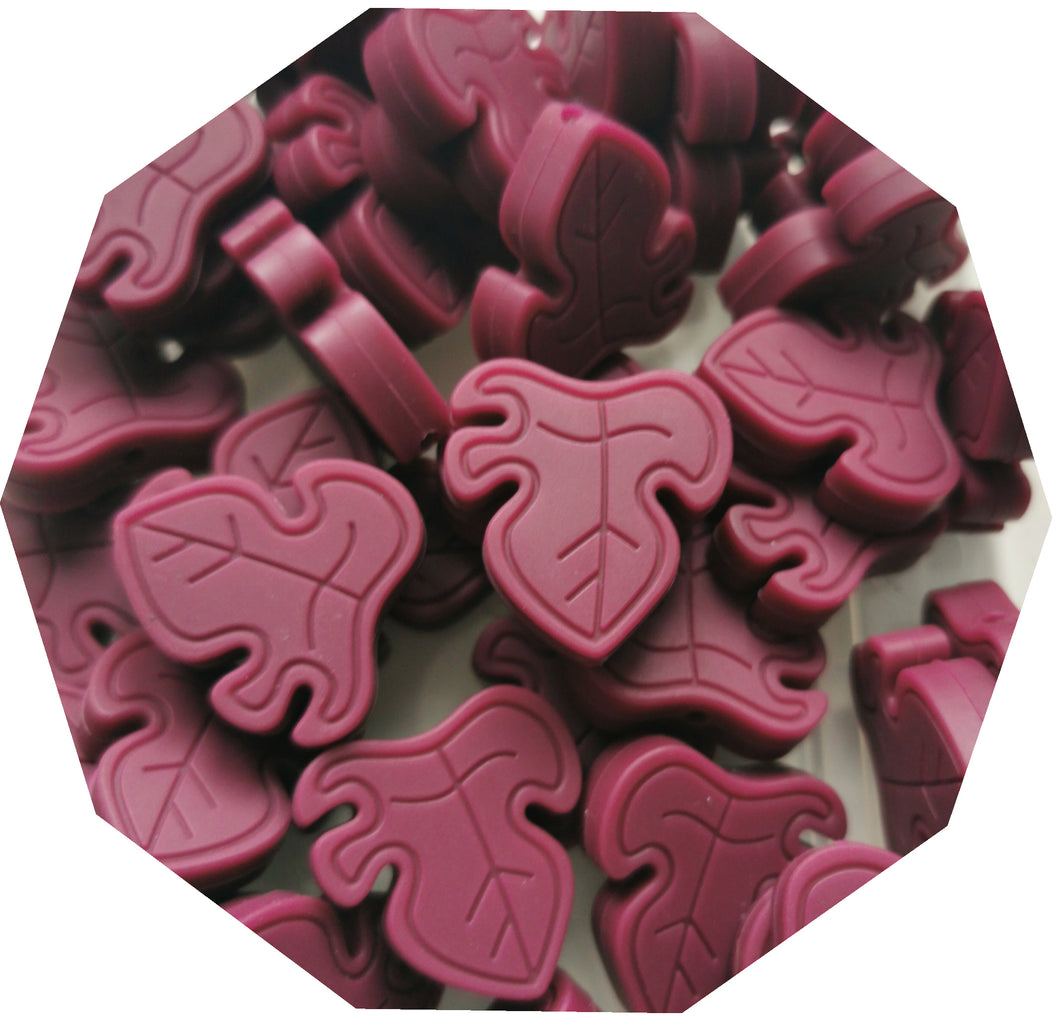 Monstera Leaf Beads- Burgundy (Pack of 3) - Teething Supplies UK