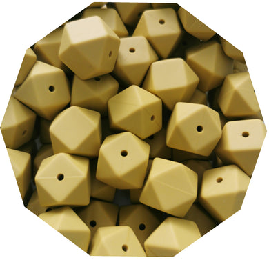 17mm Hexagon Mustard Silicone Beads (Pack of 5) - Teething Supplies UK