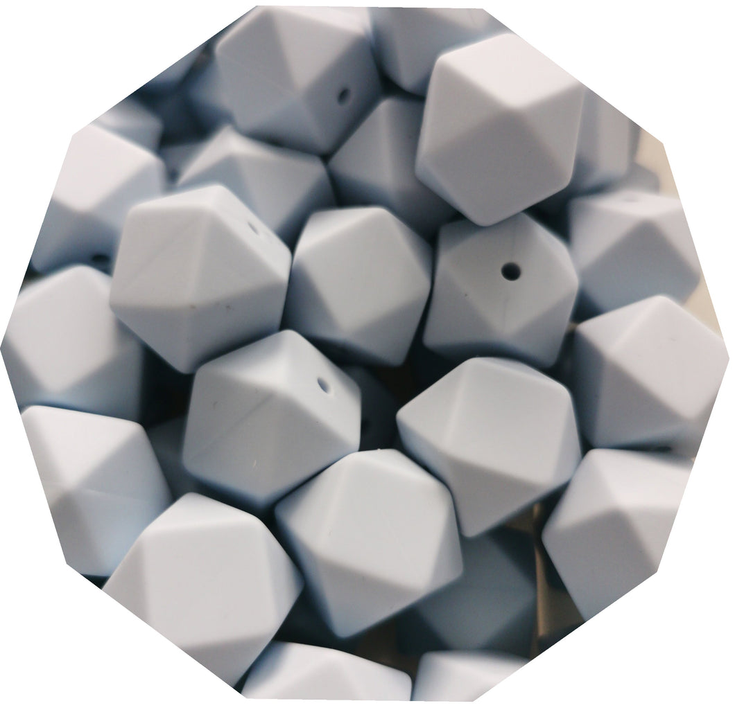 17mm Hexagon Pale Blue Silicone Beads (Pack of 5) - Teething Supplies UK