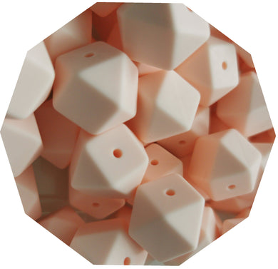 17mm Hexagon Pale Peach Silicone Beads (Pack of 5) - Teething Supplies UK