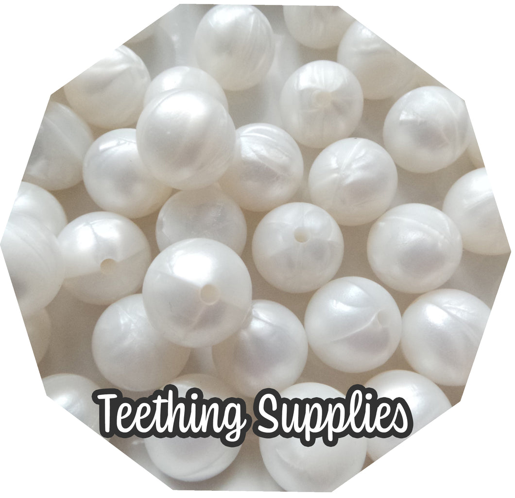 15mm Pearl White Silicone Beads (Pack of 5) Teething Supplies